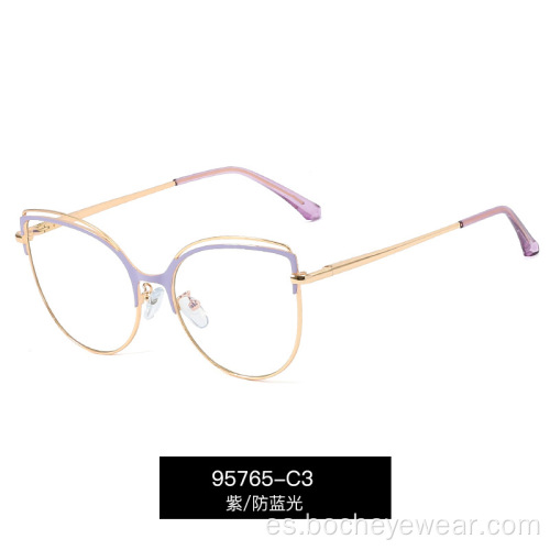 Nuevo metal anti luz azul gafas de mujer cómoda primavera pierna moda marco de anteojos UV400 lente plana